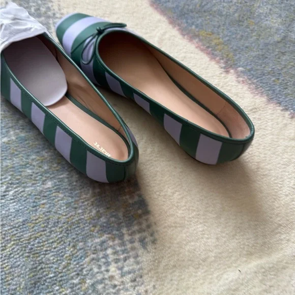 Anthropologie Maeve Striped Green and lilac Women's Flats - Picture 2 of 4